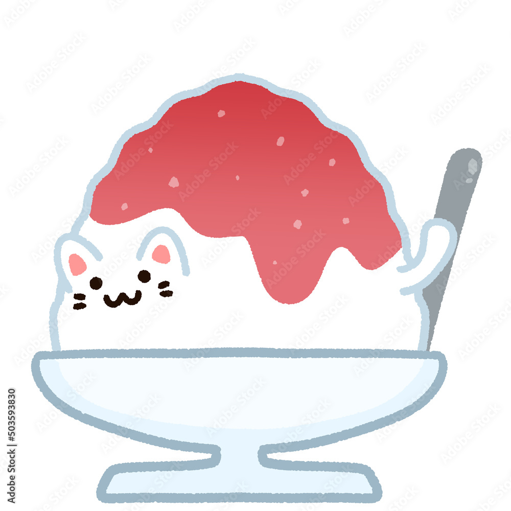 かわいいネコのかき氷 イチゴ かわいいネコのかき氷 イチゴ