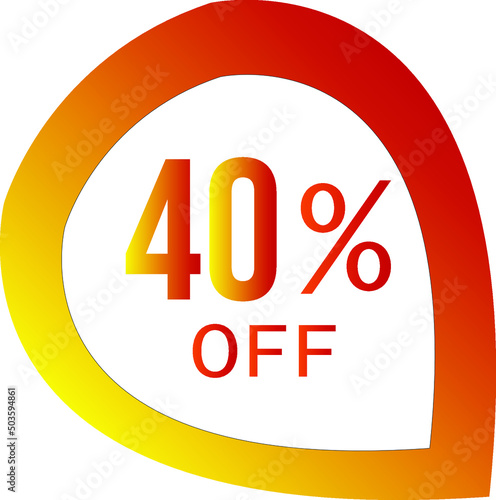 40 percent off with orange vector off circle format photo