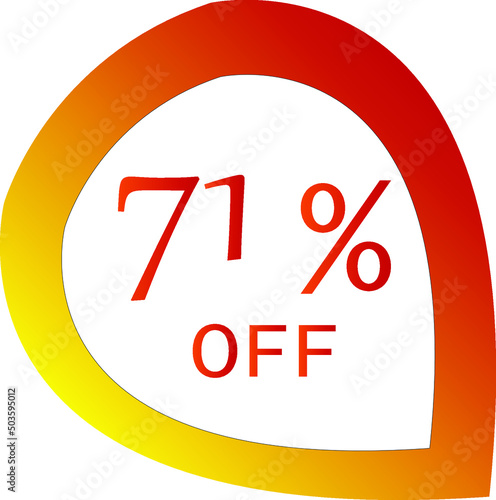 71 percent off with orange vector off circle format