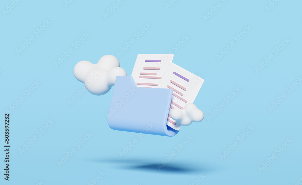 3d folder icon with cloud isolated on blue background. storage download, data transfering, datacenter connection network, minimal concept, 3d render illustration 3d folder icon with cloud isolated on blue background. storage download, data transfering, datacenter connection network, minimal concept, 3d render illustration