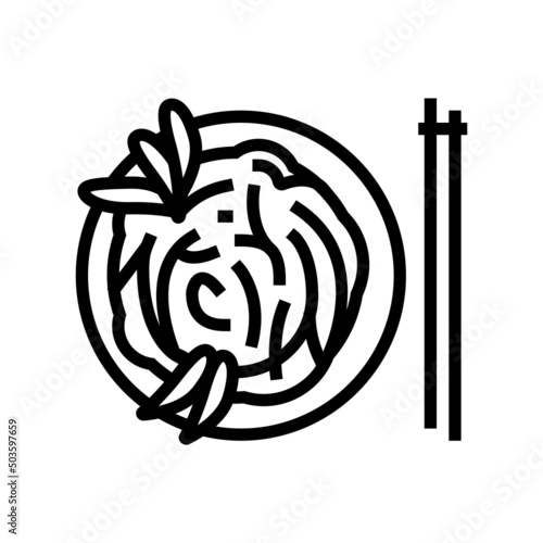 chinese pasta line icon vector. chinese pasta sign. isolated contour symbol black illustration