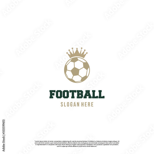 luxury football logo design on isolated background, golden football king logo concept