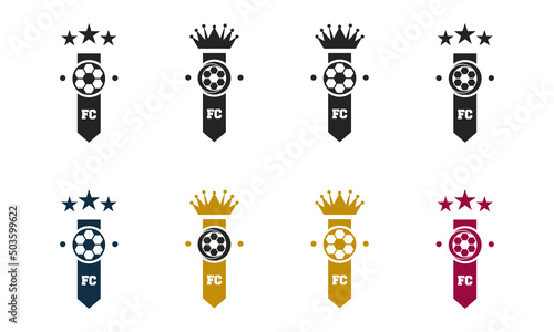 Set of soccer Logo. football club design Badge. Football logo with negative space shield