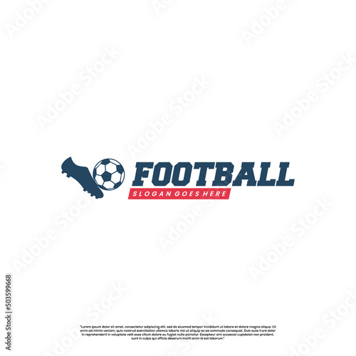 vector soccer shoes kick the ball logo design on isolated background