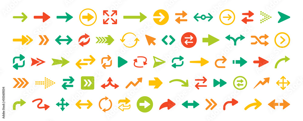 Vector illustration of arrow icons set in colorful design.