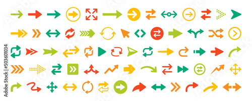 Vector illustration of arrow icons set in colorful design.