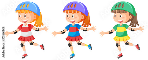 Set of girls on inline skates