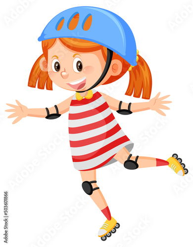 Cute girl on inline skates