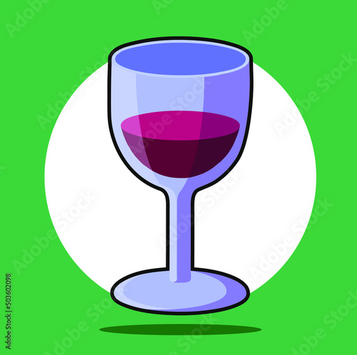 Ilustración vectorial Copa de cristal con vino