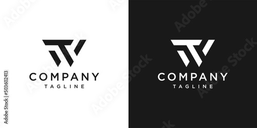 Fotografiet Creative Letter TW Monogram Logo Design Icon Template White and Black Background