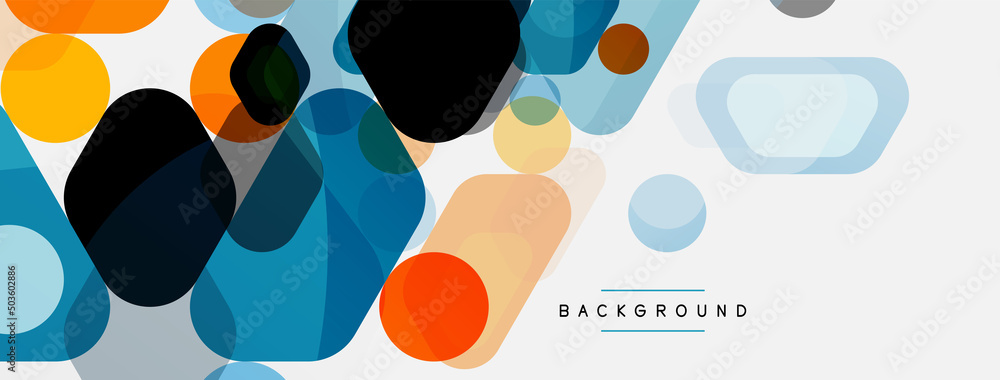 Color bubbles and rounded geometric shapes on white. Vector geometric minimal abstract background for wallpaper, banner, background, landing page Color bubbles and rounded geometric shapes on white. Vector geometric minimal abstract background for wallpaper, banner, background, landing page