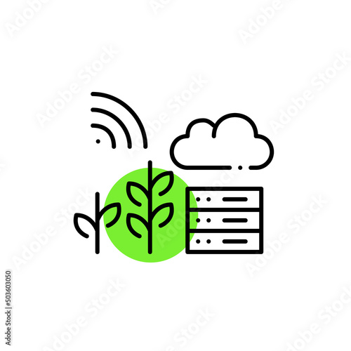 Cloud services for smart farming. Pixel perfect, editable stroke icons
