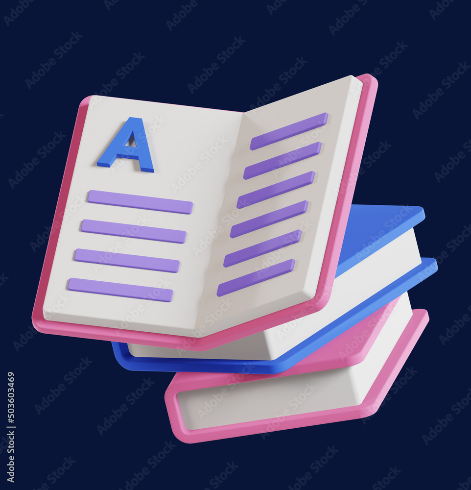 Books 3D Icon Illustration Books 3D Icon Illustration