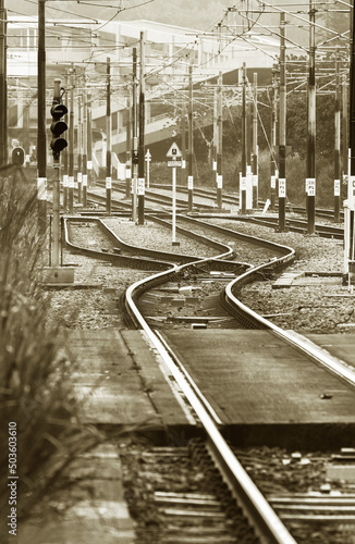 Close up of empty railroad track