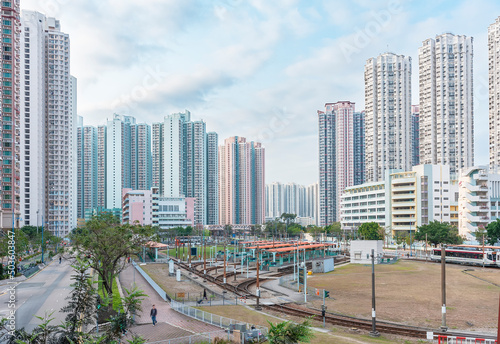 Scenery of residential district in Hong Kong city © leeyiutung