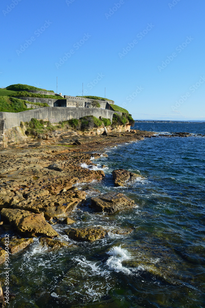Fototapeta premium A view of Bare Island at La Perouse in Sydney, Australia