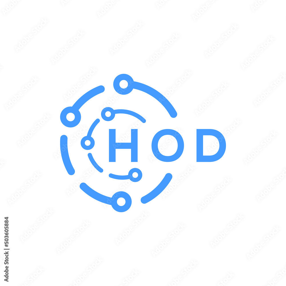 Fototapeta premium HOD technology letter logo design on white background. HOD creative initials technology letter logo concept. HOD technology letter design. 