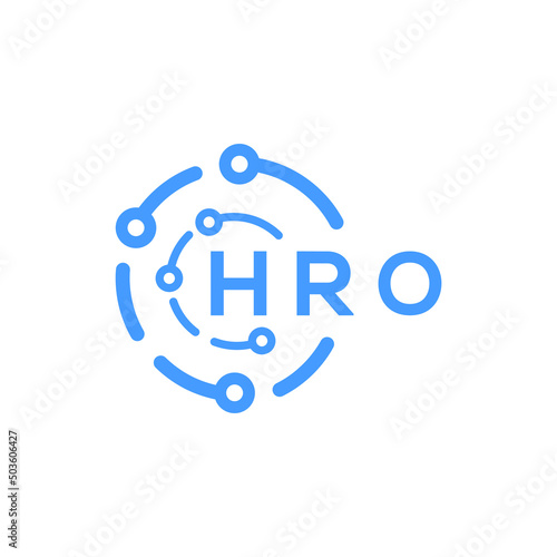 HRO technology letter logo design on white  background. HRO creative initials technology letter logo concept. HRO technology letter design. photo