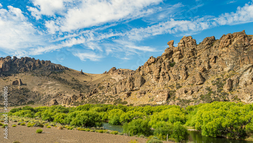 Valley with rocky formation of mountains with ancient erosions