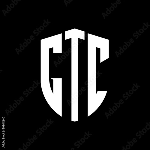 GTC letter logo design. GTC modern letter logo with black background. GTC creative  letter logo. simple and modern letter logo. vector logo modern alphabet font overlap style. Initial letters GTC   photo