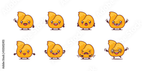 fried chicken wings cartoon. food vector illustration. with different faces and expressions