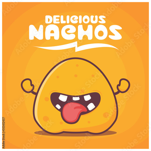 nachos chips cartoon. mexican food vector illustration