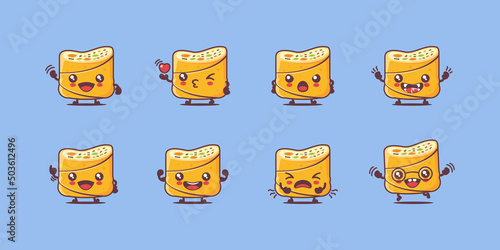 cute spring rolls cartoon. food vector illustration. with different faces and expressions