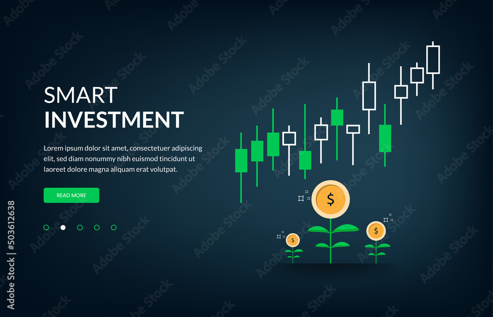 Plant money coin tree growth illustration for Investment Concept. Smart investing, Business growth, progress or success symbol