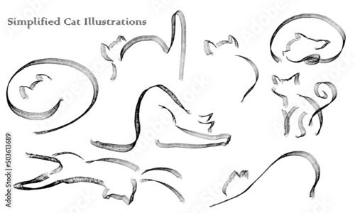 シンプルな猫のイラストレーション、Simplified cat illustrations
