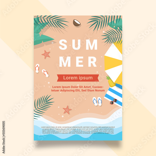 Flat summer party poster template