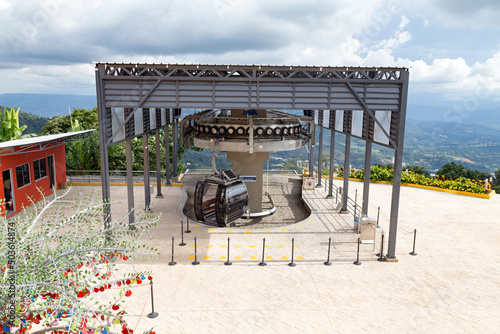 Cablecar waits for passengers in the El Santisimo Eco Park in Floridablanca, Colombia photo