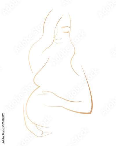 Pregnancy. Silhouette of a pregnant woman. Simple vector illustration. Isolated on white background.