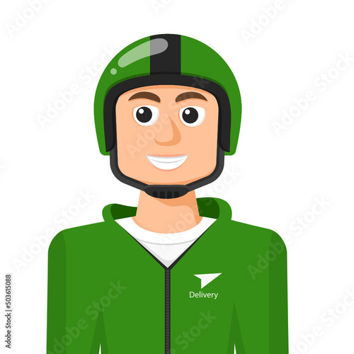 Delivery rider in simple flat vector. personal profile icon or symbol. people concept vector illustration.