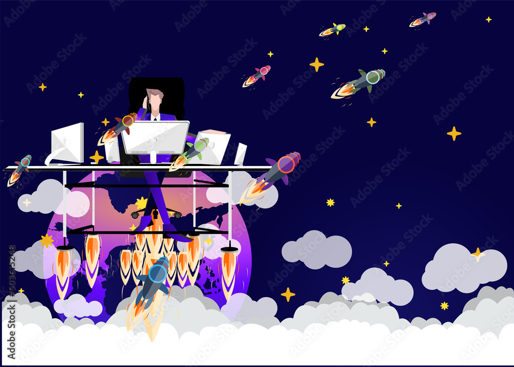 Naklejka premium Brainstorming,Contact communicate illustration.design idea and concept think creativity.