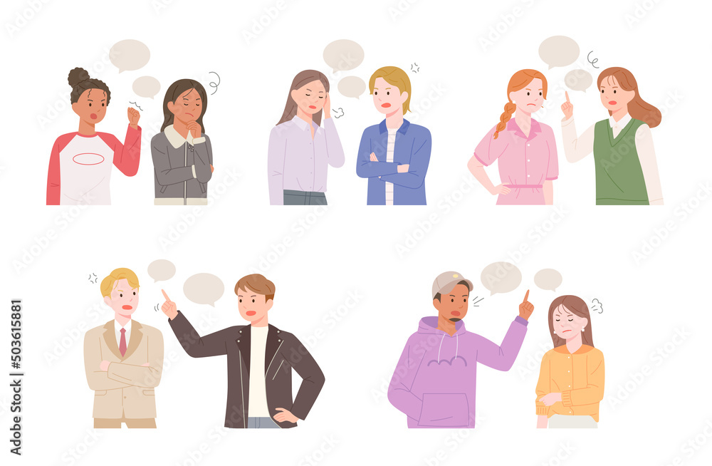 People are getting angry while talking. flat design style vector illustration. People are getting angry while talking. flat design style vector illustration.