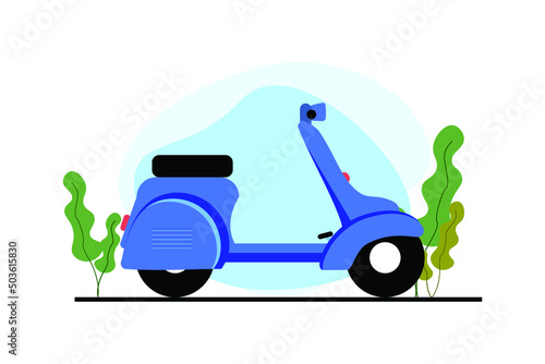 old style bike vector graphics, moped scooter, a two wheeler transportation