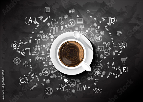 Coffee cup.business illustration design idea and concept think creativity.