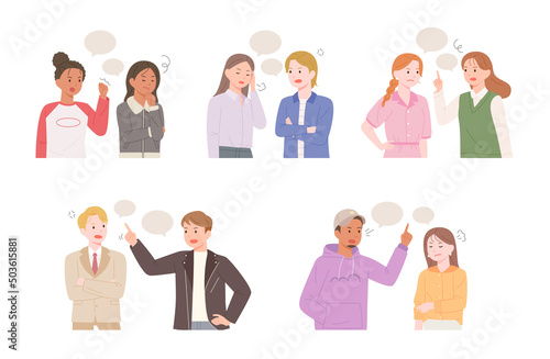 People are getting angry while talking. flat design style vector illustration.