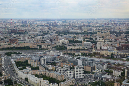 Wallpaper Mural Aerial view of  city Moscow in summer. Form from the observation platform of the business center of Federation Tower Moscow City.  Photography from a height of 374 meters. Torontodigital.ca