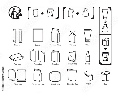 Set of icons for packaging recycling. Vector elements. Ready for use in your design. EPS10 photo