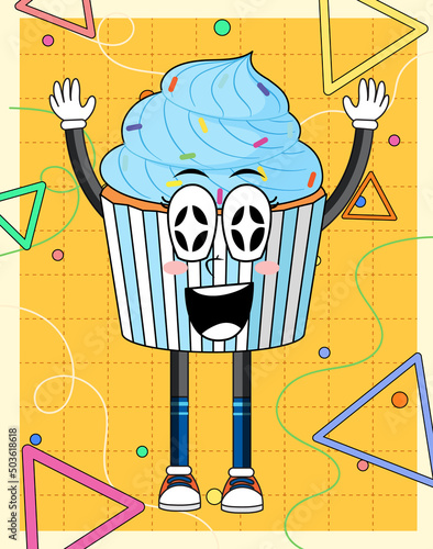 Funny cupcake cartoon character