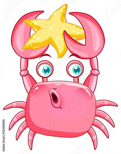 Pink crab in cartoon design