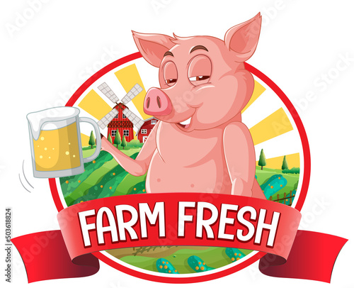 Pig farm fresh logo for pork products