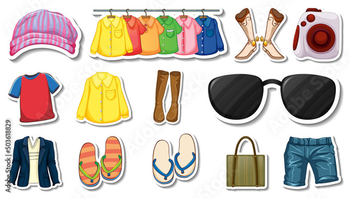 Sticker set of clothes and accessories