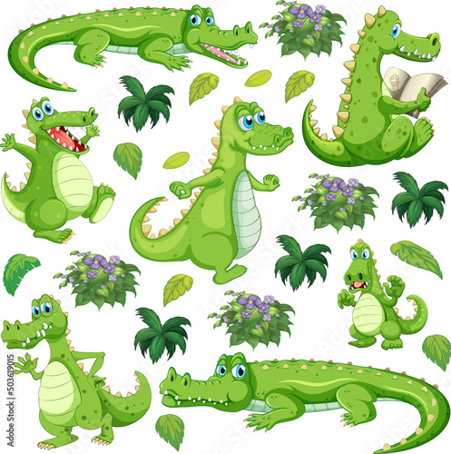 Cute animals cartoon set on white background