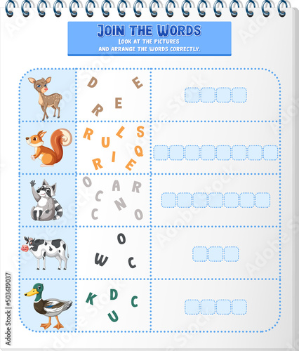 Arrange the letters in order with pictures