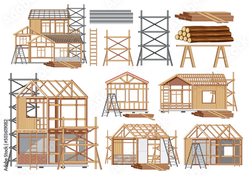 Set of construction site objects
