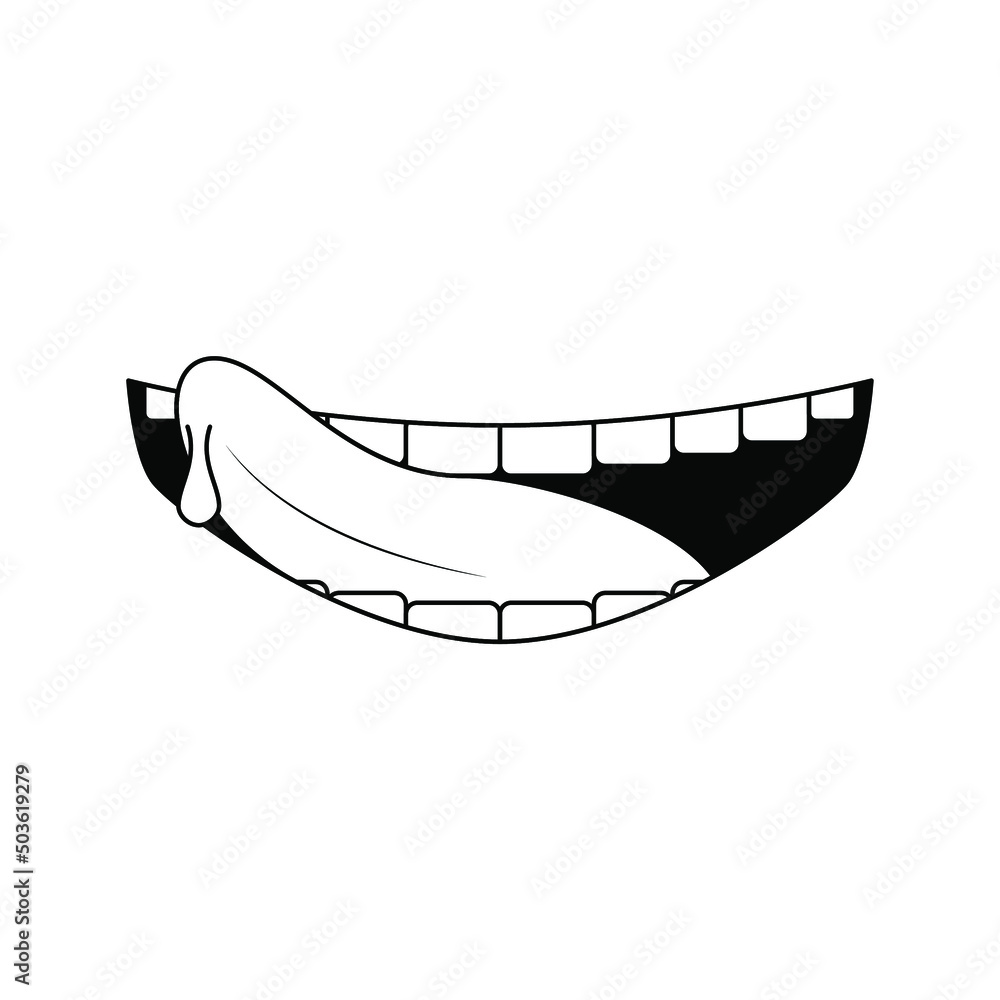 Abstract Black Simple Line People Human Smile Open Mouth With Teeth And Tongue Doodle Outline Element Vector Design Style Sketch Isolated On White Background Illustration Abstract Black Simple Line People Human Smile Open Mouth With Teeth And Tongue Doodle Outline Element Vector Design Style Sketch Isolated On White Background Illustration