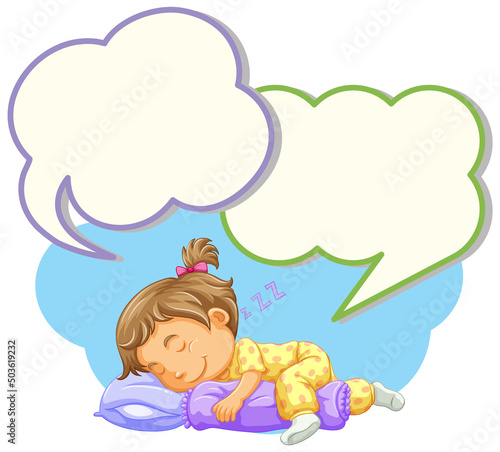 Speech bubble template with girl sleeping