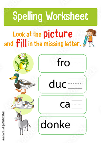 Worksheet design for spelling words